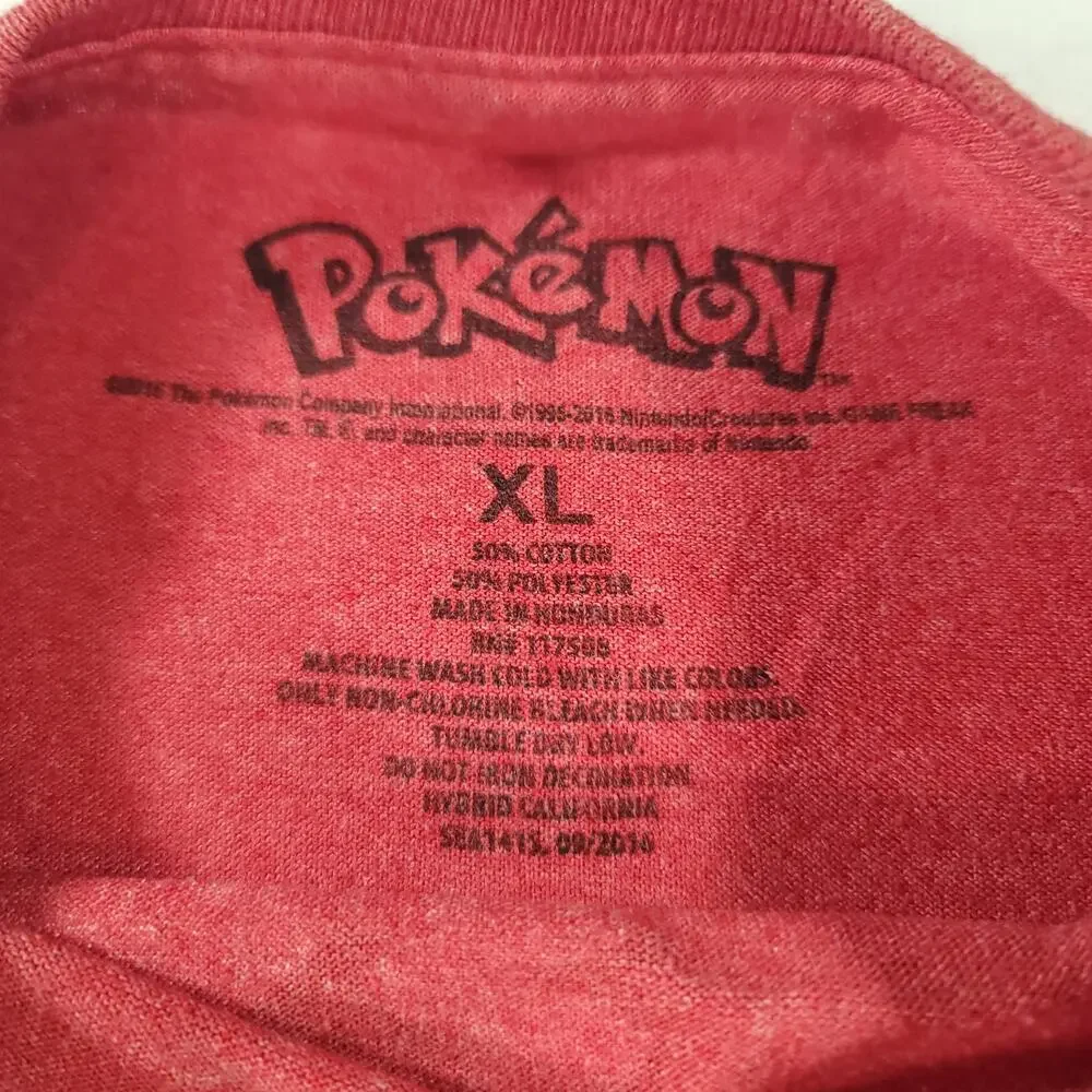 Pokemon Graphic Crew Neck Short Sleeve Shirt Youth Boys Size Extra Large XL Red